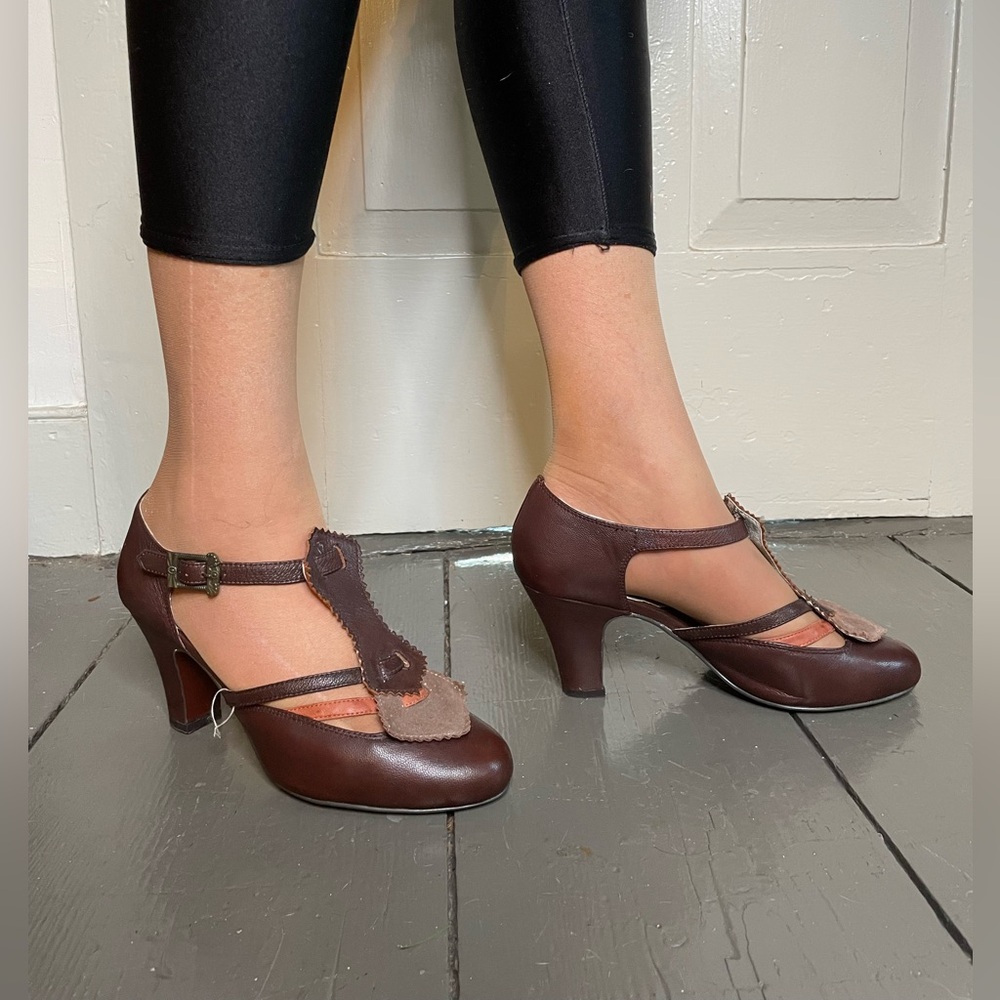 Chic Brown Women's Heels with Strap Detail
